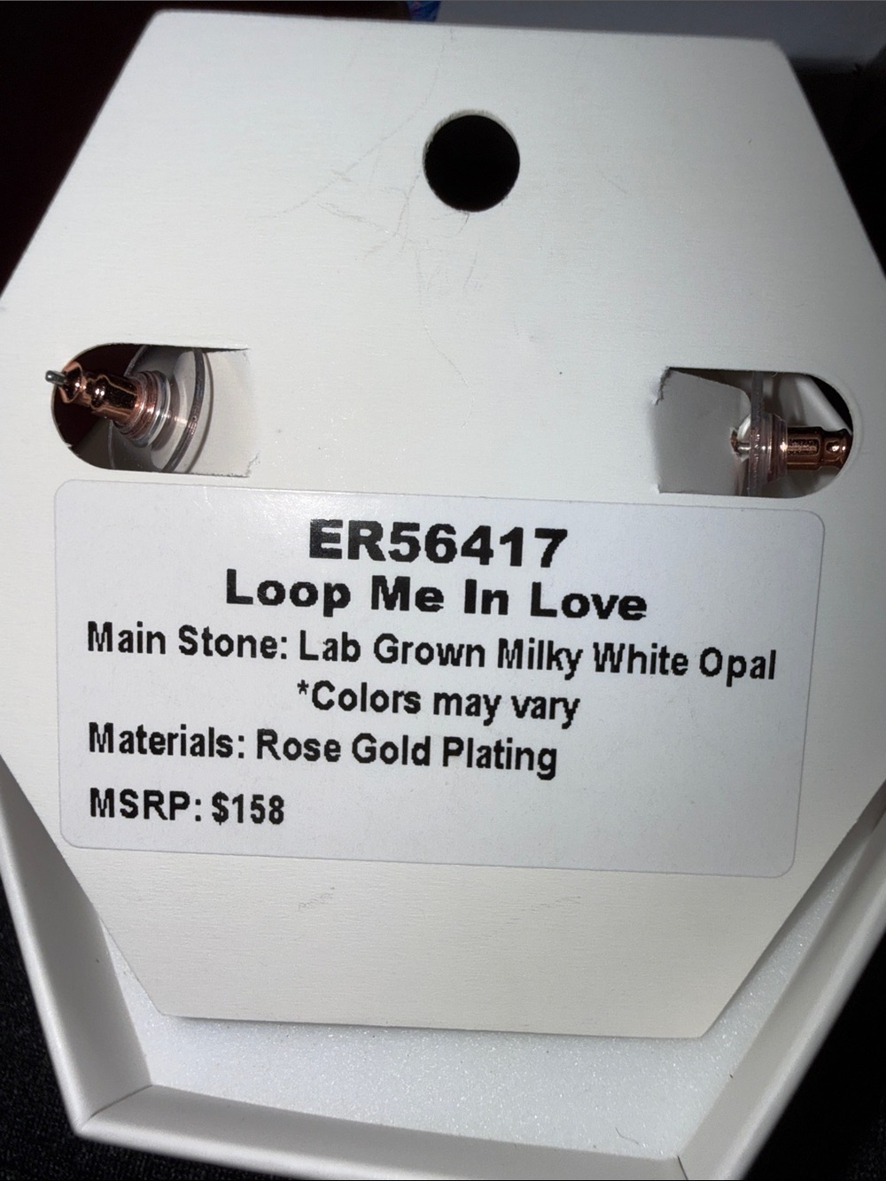 October 2025 Rose Gold Opal Hoop Earrings - Picture 4 of 6